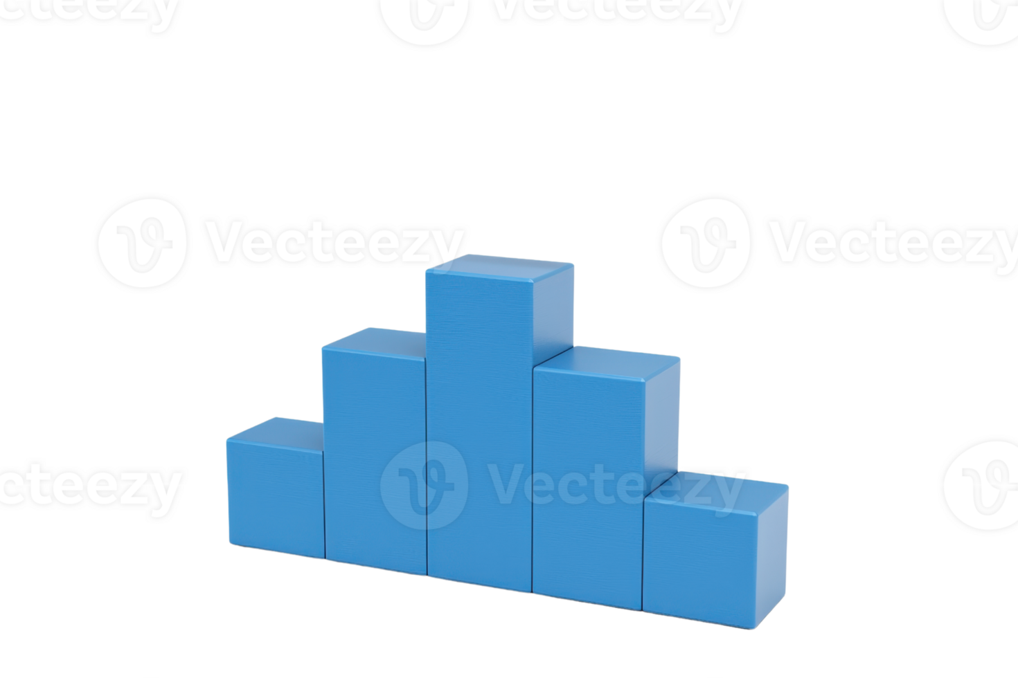 A set of blue building blocks arranged in a stepped formation, showcasing varying heights and creating a visually appealing structure. png