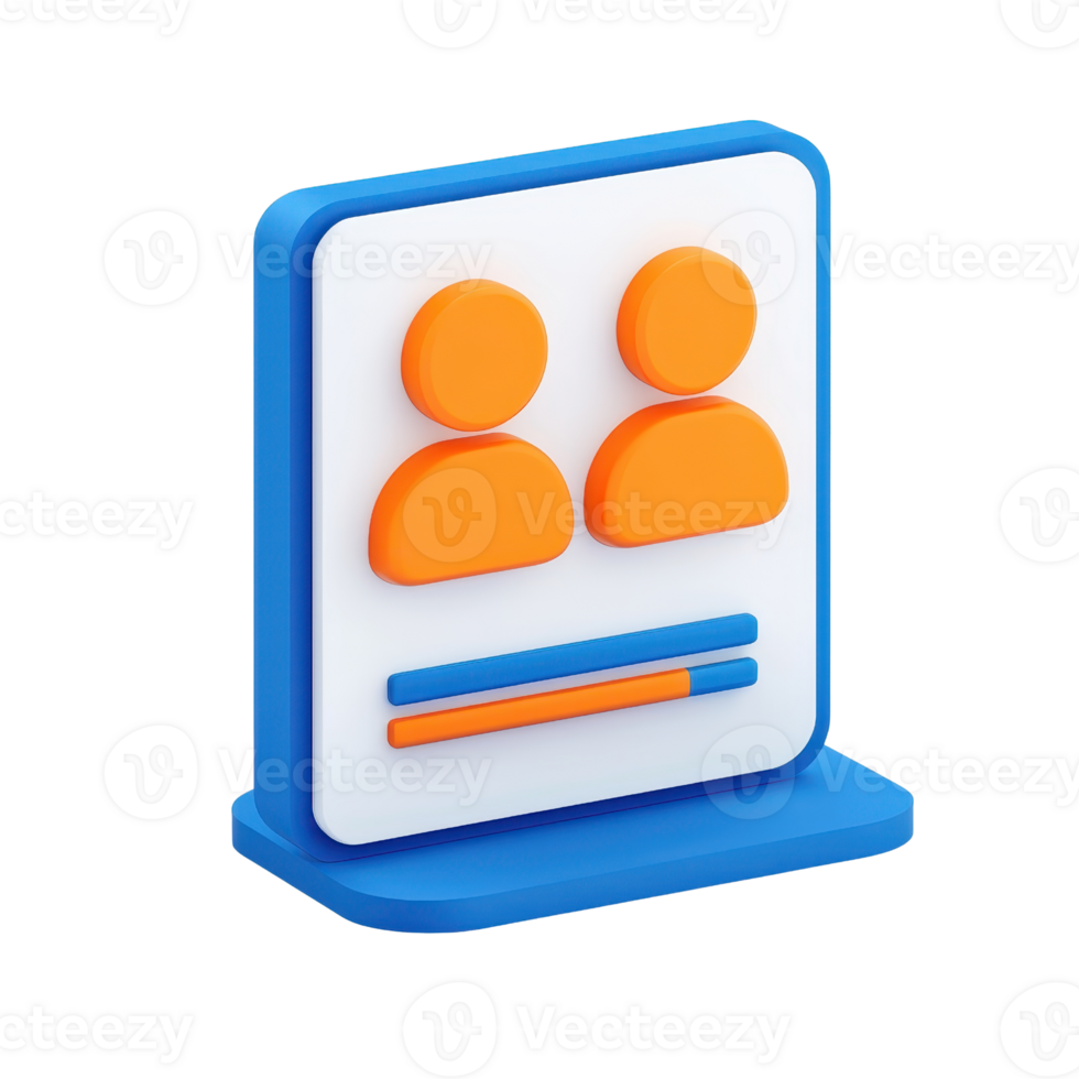 A colorful, stylized representation of two people alongside horizontal lines, representing profiles or user accounts in a modern design. png