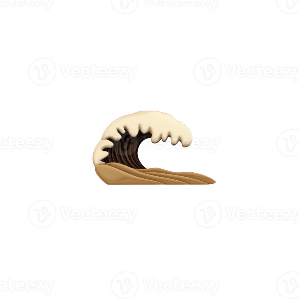 A stylized illustration of wave with smooth, flowing design and warm colors, evoking sense of calm and movement. wave crest is highlighted with soft, creamy hue png