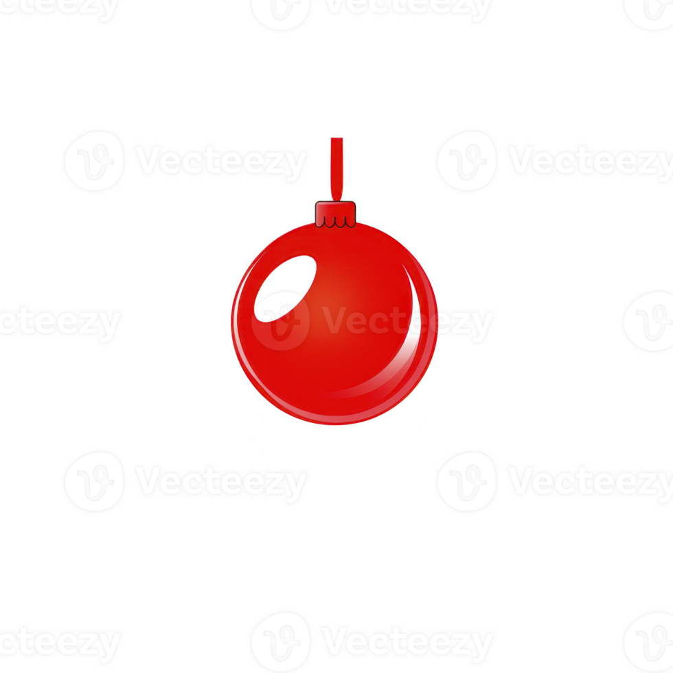 A shiny red Christmas ornament with reflective surface and hanging loop, perfect for festive decorations. simple design adds touch of elegance to holiday decor png