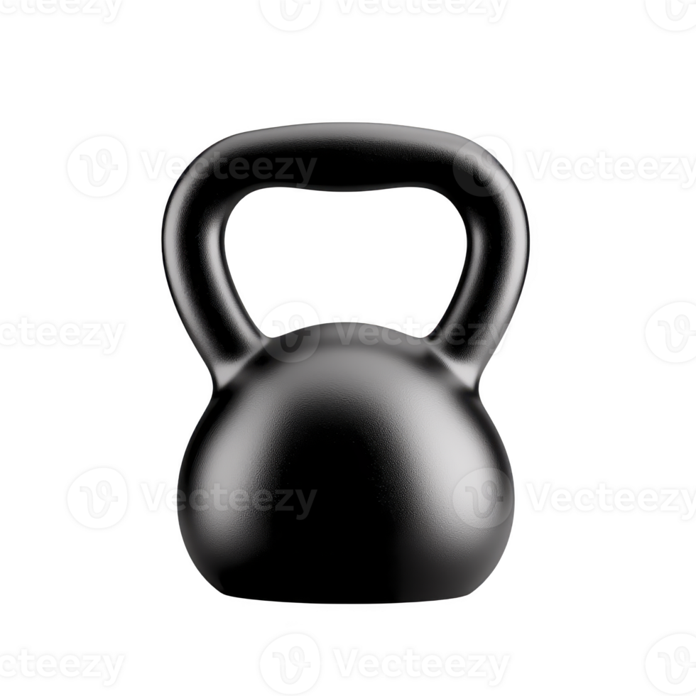 A shiny black kettlebell with smooth surface and sturdy handle, perfect for strength training and fitness exercises. kettlebell sleek design is ideal for home or gym workouts png