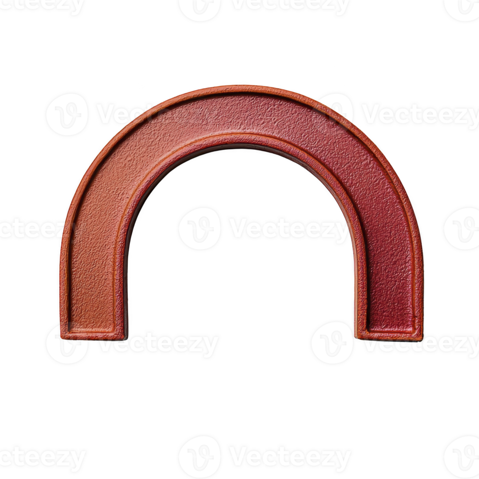 A vibrant red and orange textured arch shape stands out against transparency background, showcasing gradient effect. arch smooth curves and bold colors create striking visual impact png