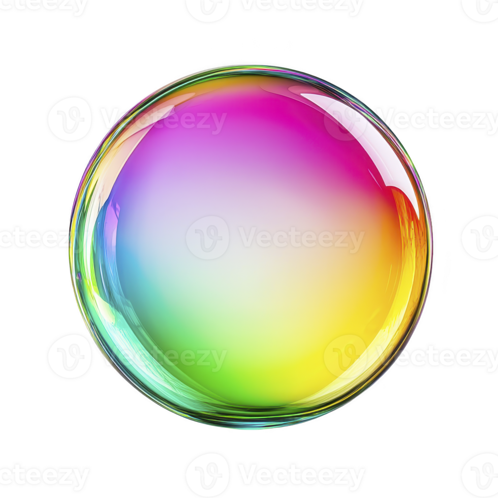 A vibrant, multicolored soap bubble with smooth, reflective surface displays spectrum of colors, creating mesmerizing and playful visual effect png