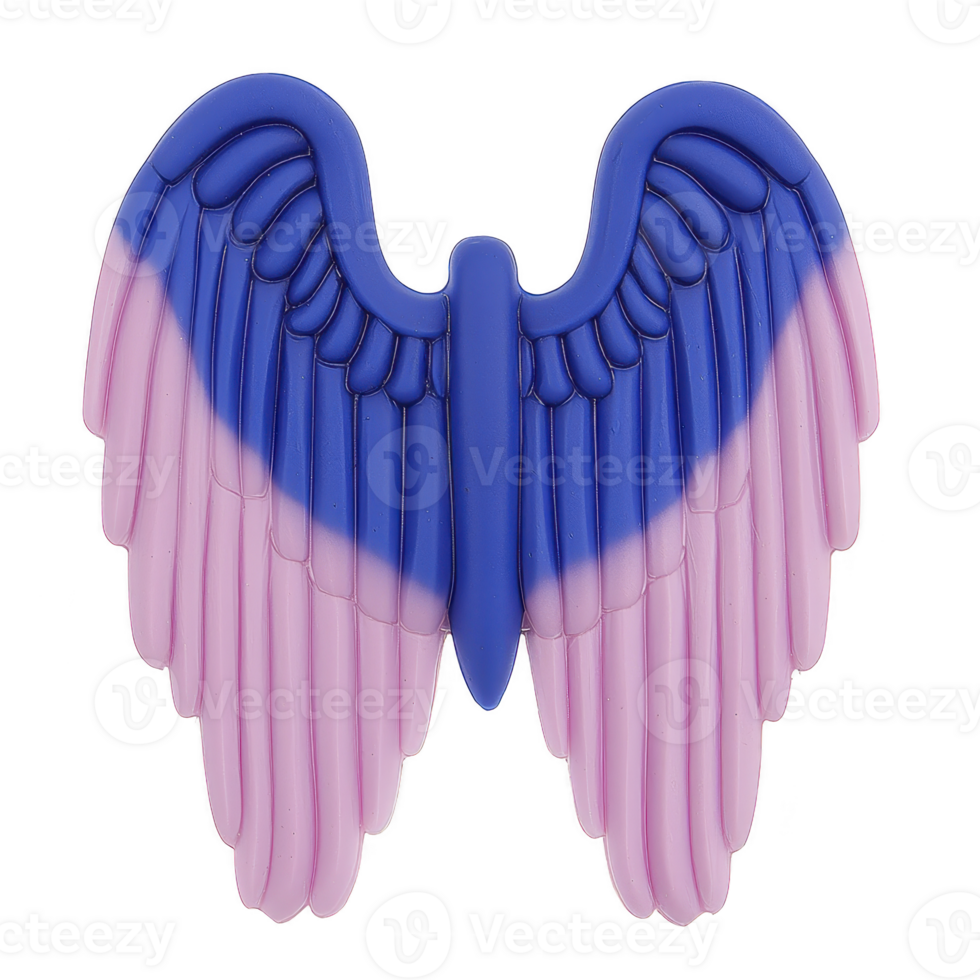 A Colorful angel wings with gradient of blue and pink, symbolizing creativity and freedom. design is vibrant and eye catching, perfect for artistic expression png
