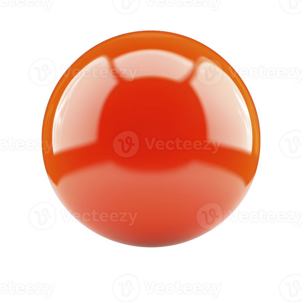 A vibrant, glossy orange sphere with reflective surface, isolated transparency background, showcasing smooth and shiny texture. sphere bright color and polished finish create striking visual effect png