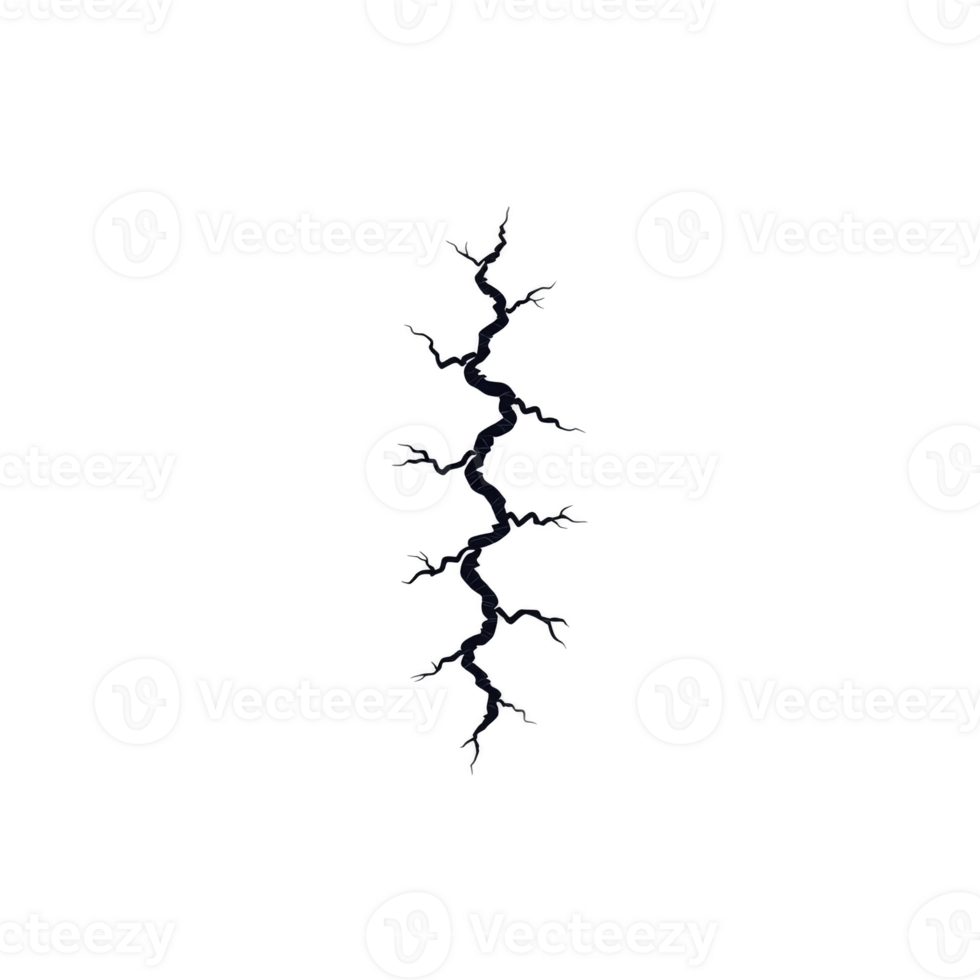 A This features jagged, lightning like crack or branch pattern against transparency background, creating striking visual contrast. design is symmetrical and abstract, evoking sense of energy png