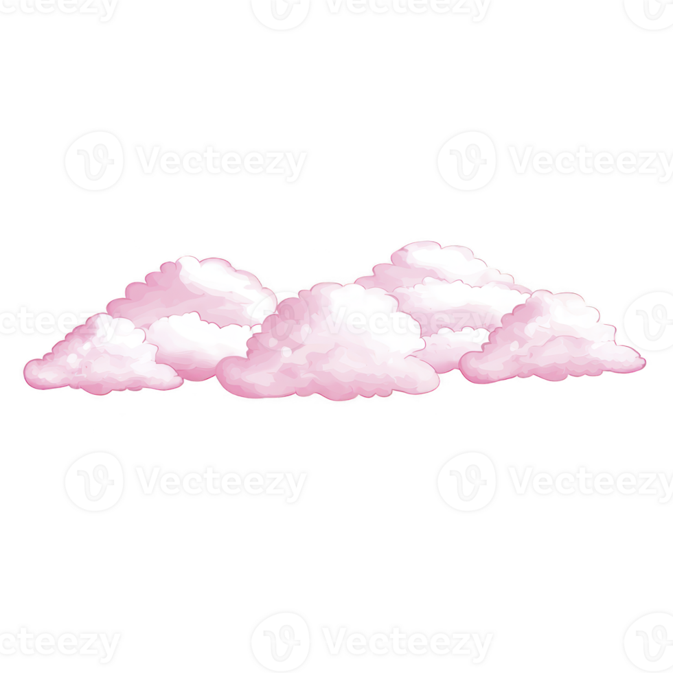 A Fluffy pink clouds float against transparent background, creating dreamy and whimsical atmosphere. soft pastel colors evoke sense of calm and imagination png