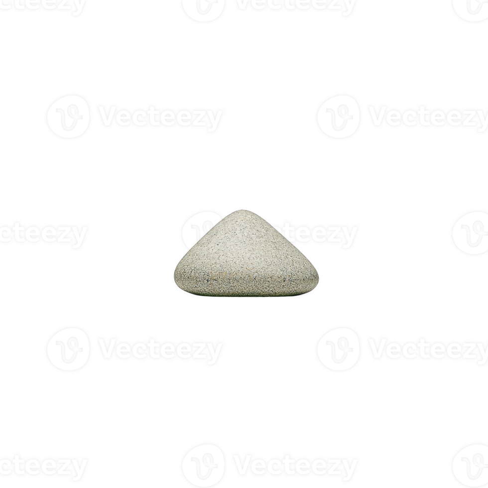 A smooth, triangular pebble with speckled texture is centered on plain background, showcasing its natural simplicity and unique shape png