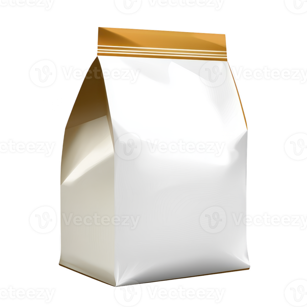 A white and orange coffee bag with glossy finish stands upright, showcasing modern and minimalist design. packaging is ideal for storing coffee beans or ground coffee png