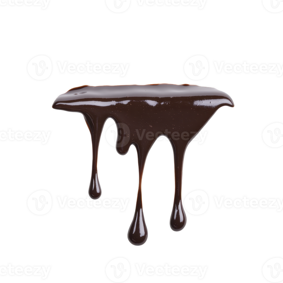 A Rich, glossy chocolate syrup drips smoothly, creating tempting and indulgent visual. luscious texture and deep brown color evoke sense of sweetness and luxury png