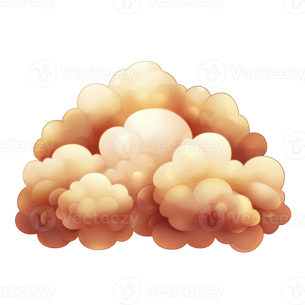 A fluffy, abstract cloud illustration with warm orange and peach tones creates soft, dreamy atmosphere. cloud rounded shapes and gradient colors evoke sense of calm and tranquility png