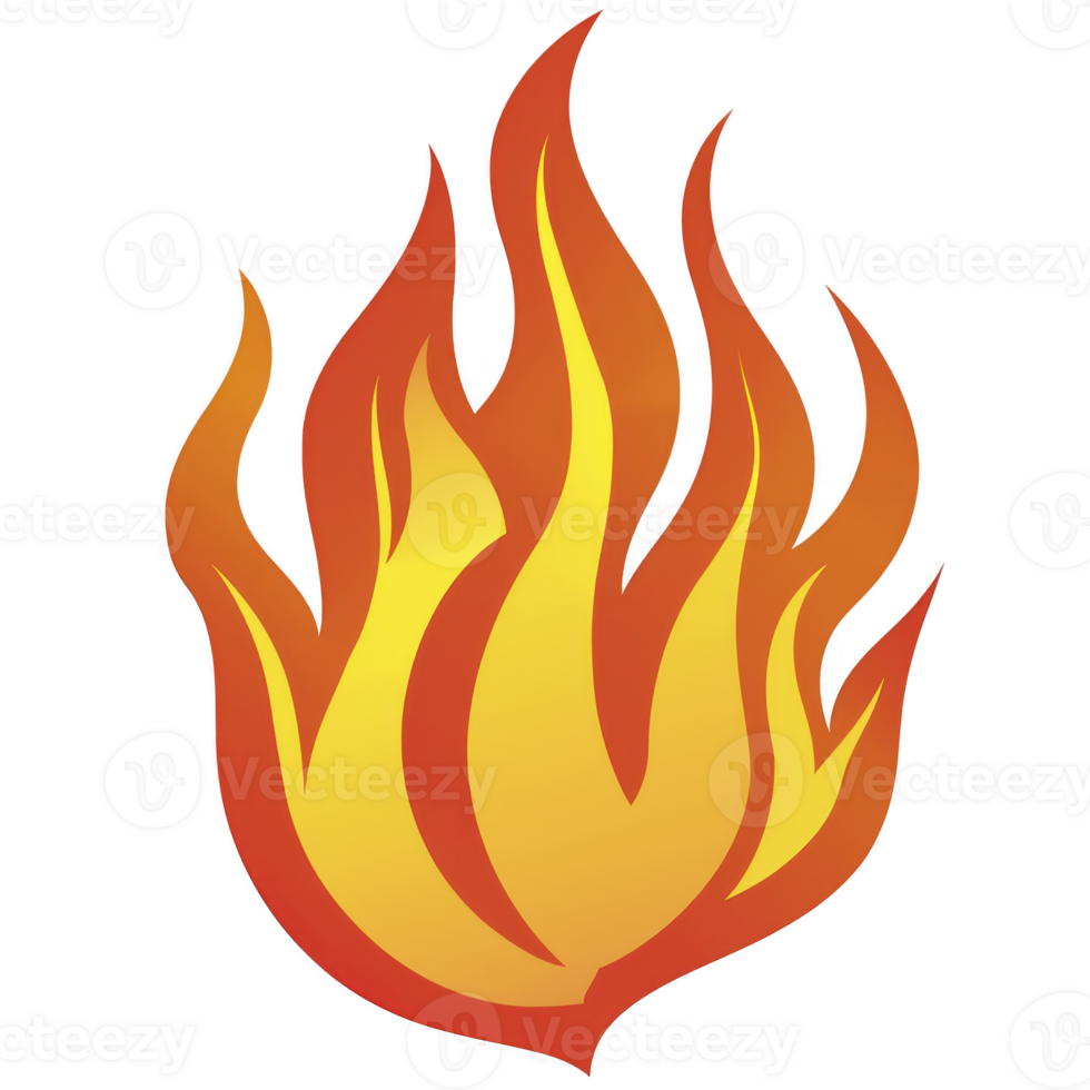A This is illustration of stylized flame with vibrant orange and yellow colors, symbolizing heat and energy. design is simple yet dynamic, capturing essence of fire.flame illustration with vibrant png