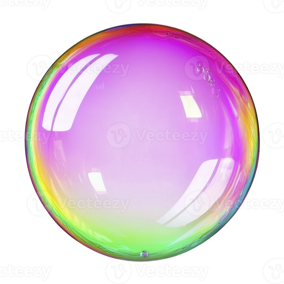 A vibrant, iridescent soap bubble with rainbow of colors reflecting on its surface, creating mesmerizing and delicate appearance. bubble translucent nature showcases spectrum of hues png