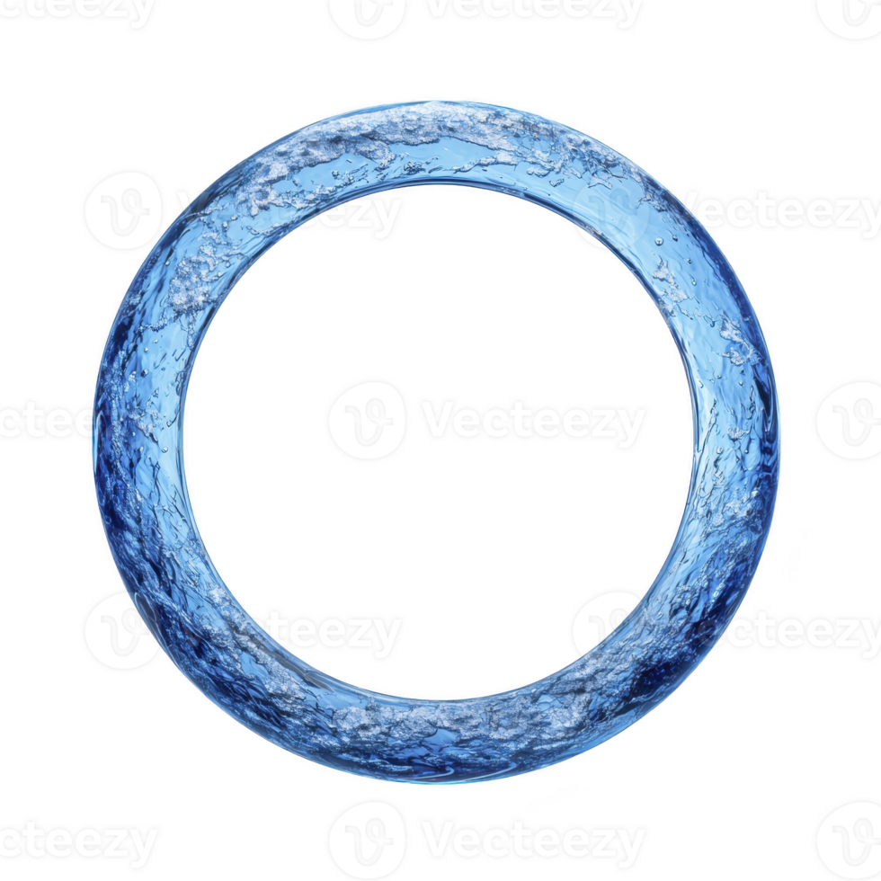 A circular ring of swirling blue water creates dynamic and refreshing visual effect, symbolizing fluidity and motion. transparent background enhances its versatility for design use png
