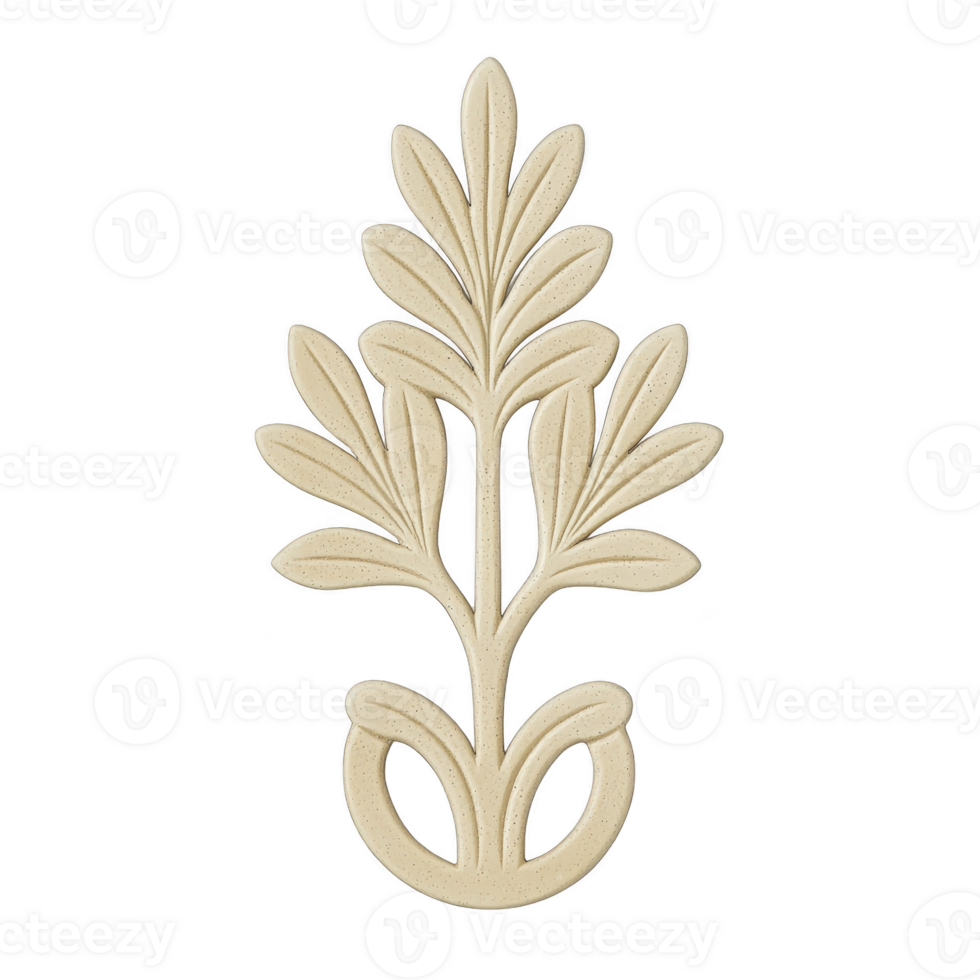 An elegant, symmetrical wooden ornament with floral design, featuring stylized leaves and smooth finish, perfect for decorative purposes in home interiors png