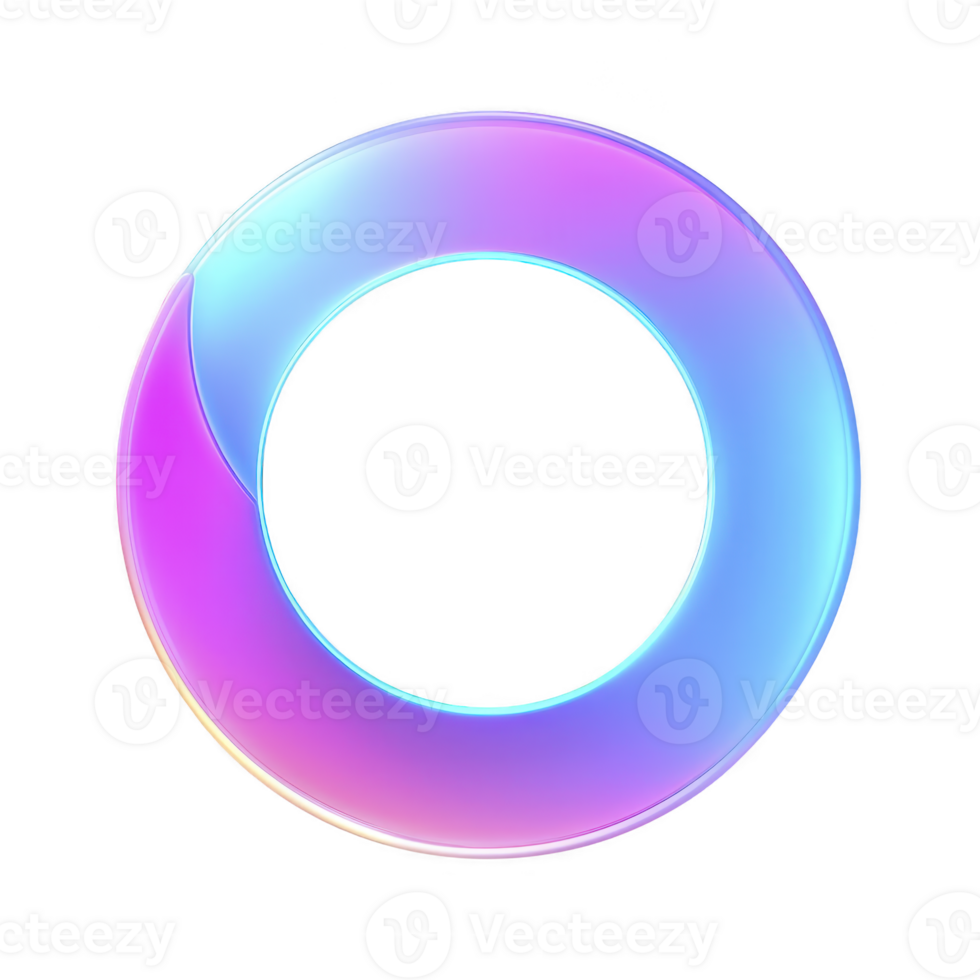 A vibrant, colorful gradient ring with smooth, glossy surface, featuring shades of blue, pink, and purple, creating modern and futuristic appearance png