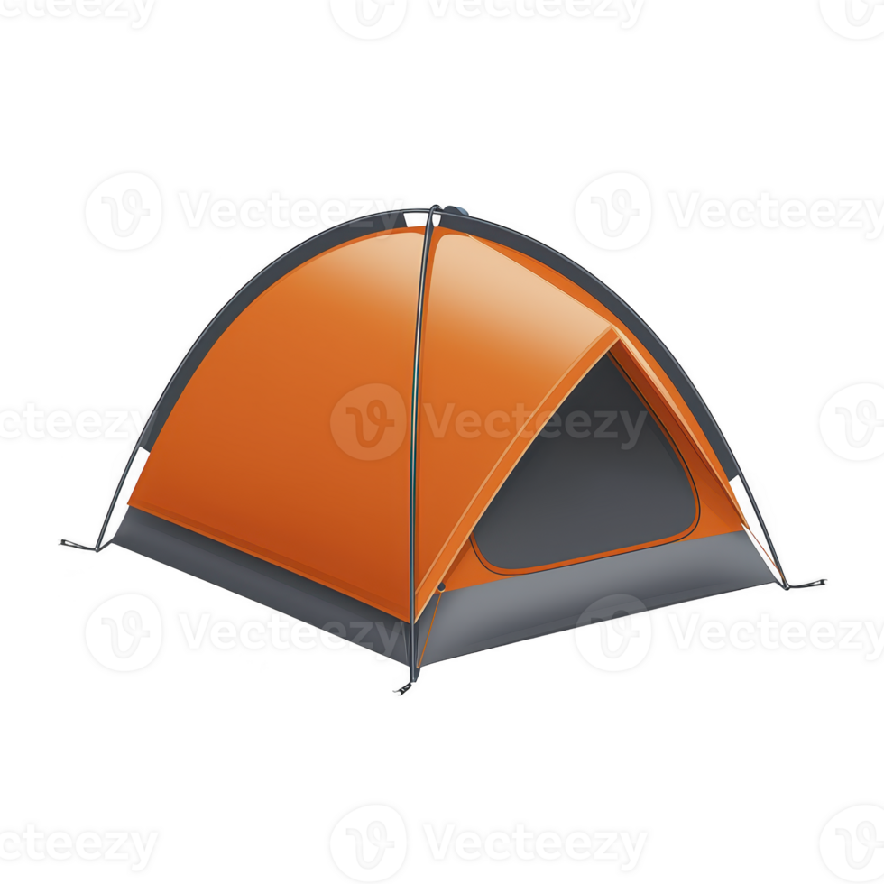 A vibrant orange camping tent with sleek design, perfect for outdoor adventures. tent features dome shape with sturdy frame, ideal for camping trips in various weather conditions png