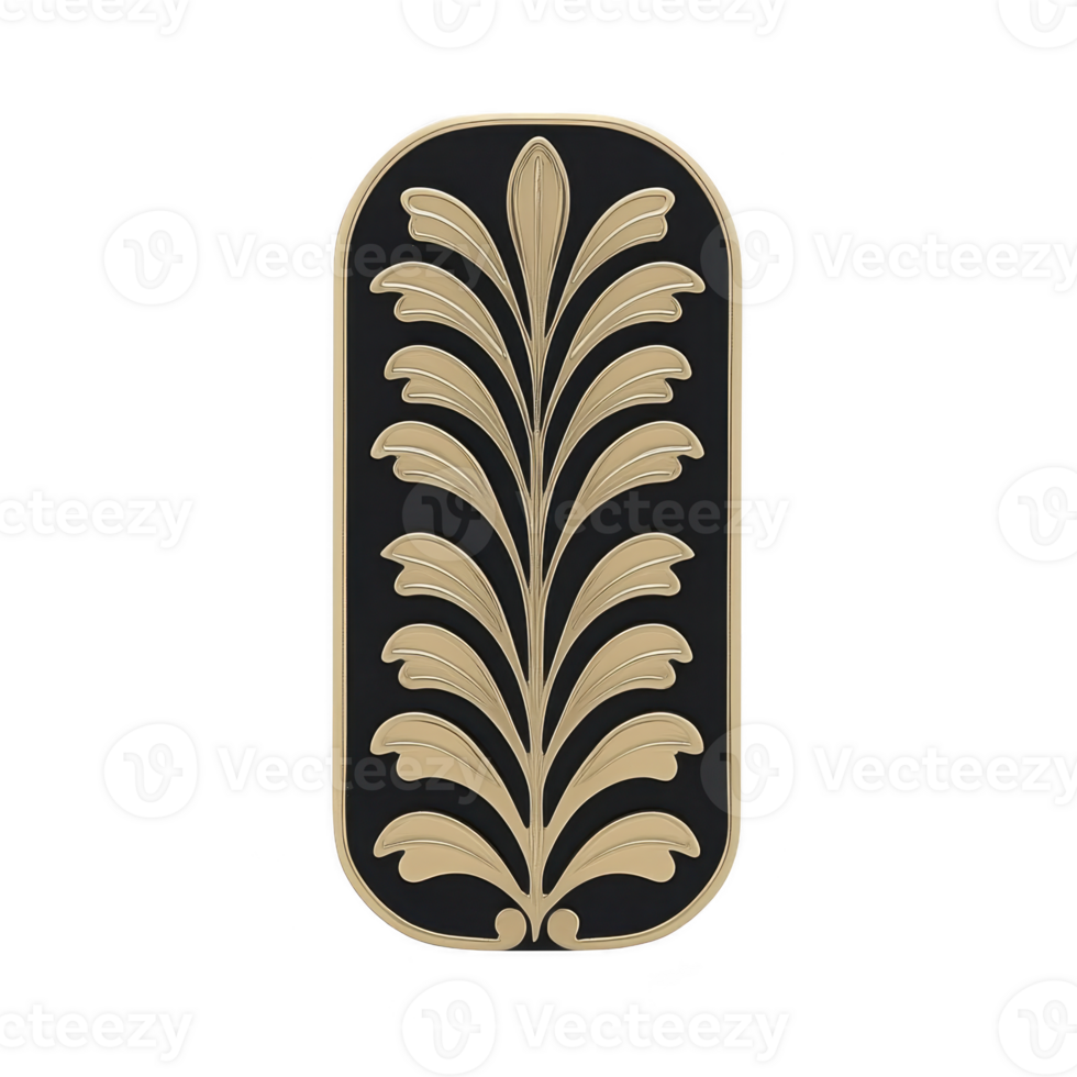 An elegant, symmetrical design featuring stylized, golden leaf pattern on transparency background, evoking sense of luxury and sophistication. intricate detailing adds touch of classic charm png