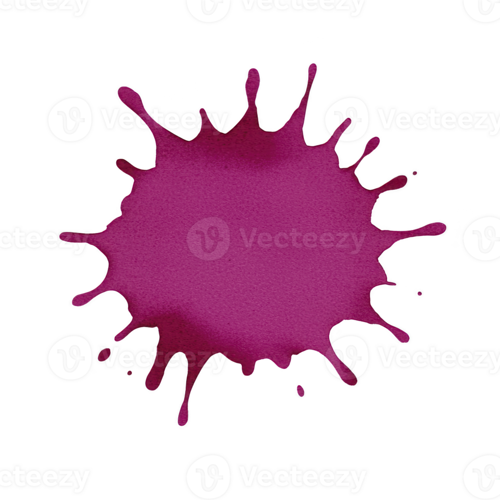 A vibrant magenta paint splatter with irregular edges creates dynamic and artistic effect, perfect for creative projects or backgrounds. bold color and shape add energy and interest png