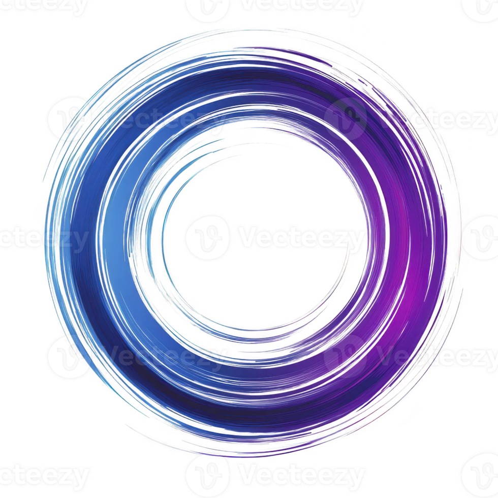 A vibrant circular design with dynamic blue and purple brush strokes creates sense of motion and energy. abstract pattern is visually striking and modern png