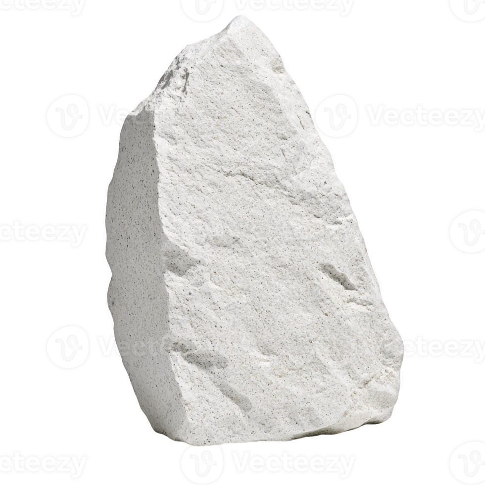 A large, rough white stone with textured surface and irregular shape, possibly used for construction or decoration, isolated on transparency background png