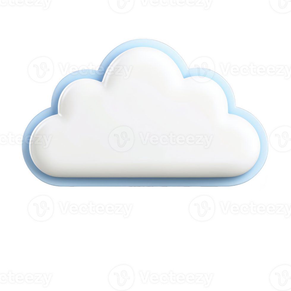 A simple, white cloud icon with light blue outline, symbolizing cloud computing or weather. design is minimalistic and modern, suitable for digital applications or interfaces png