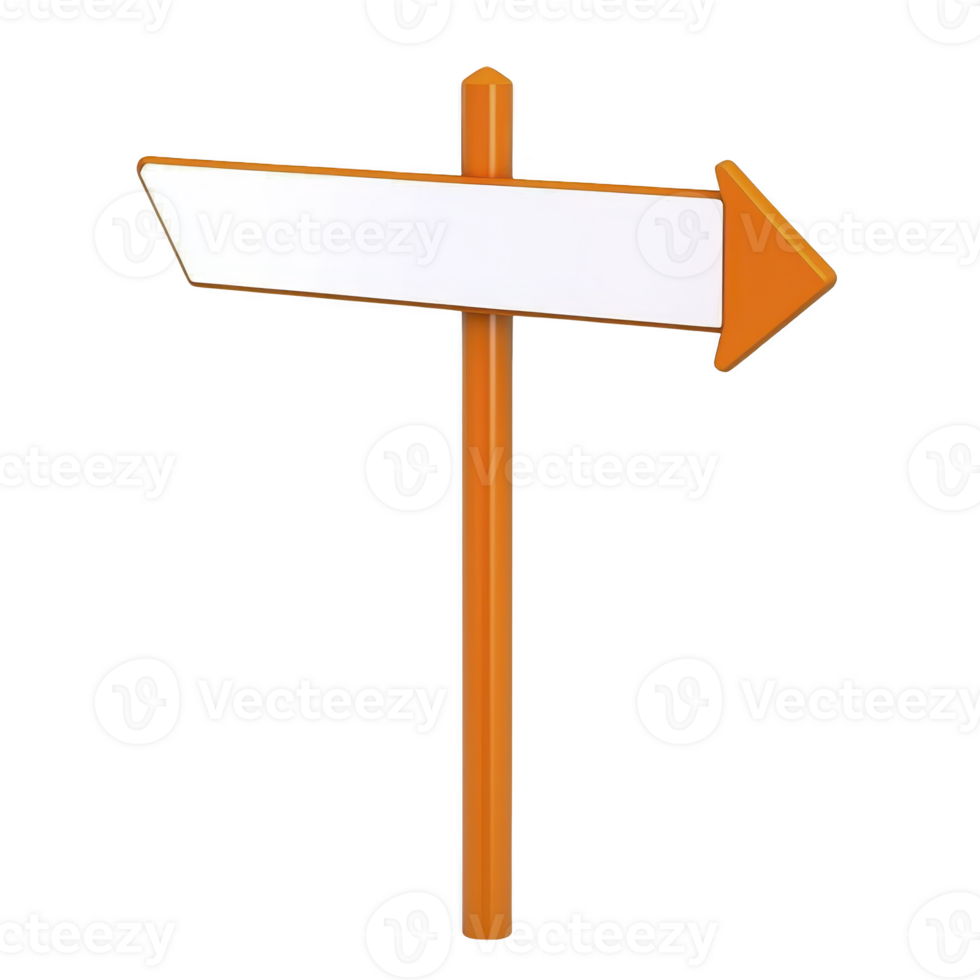 A blank orange directional sign with arrow pointing right, isolated on transparency background, conveys guidance and direction png