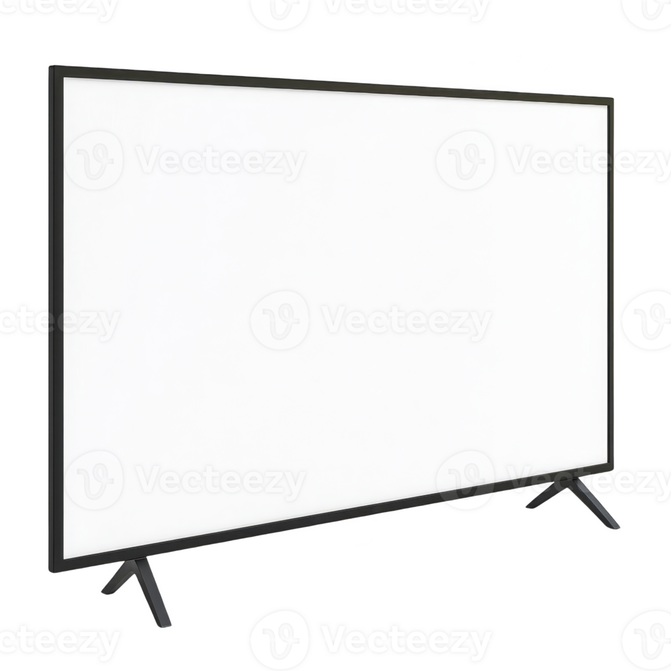 sleek, modern flat screen television with minimalist design, featuring thin black frame and dual stand legs, perfect for contemporary living spaces png