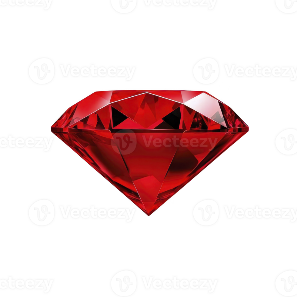 stunning red gemstone with brilliant cut, showcasing its vibrant color and intricate facets, symbolizing luxury and elegance png