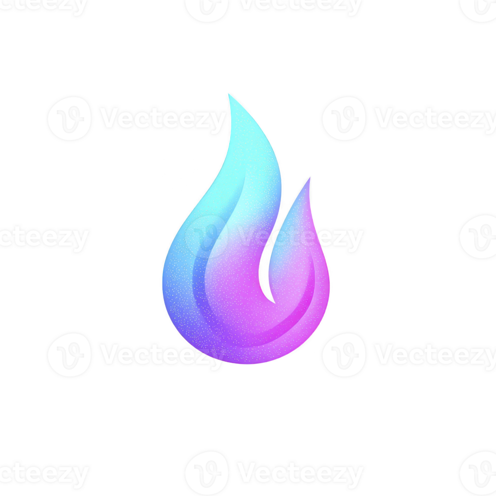 A vibrant, glowing flame icon with gradient of blue, purple, and pink hues, symbolizing energy and creativity. smooth, abstract design gives modern and dynamic feel png