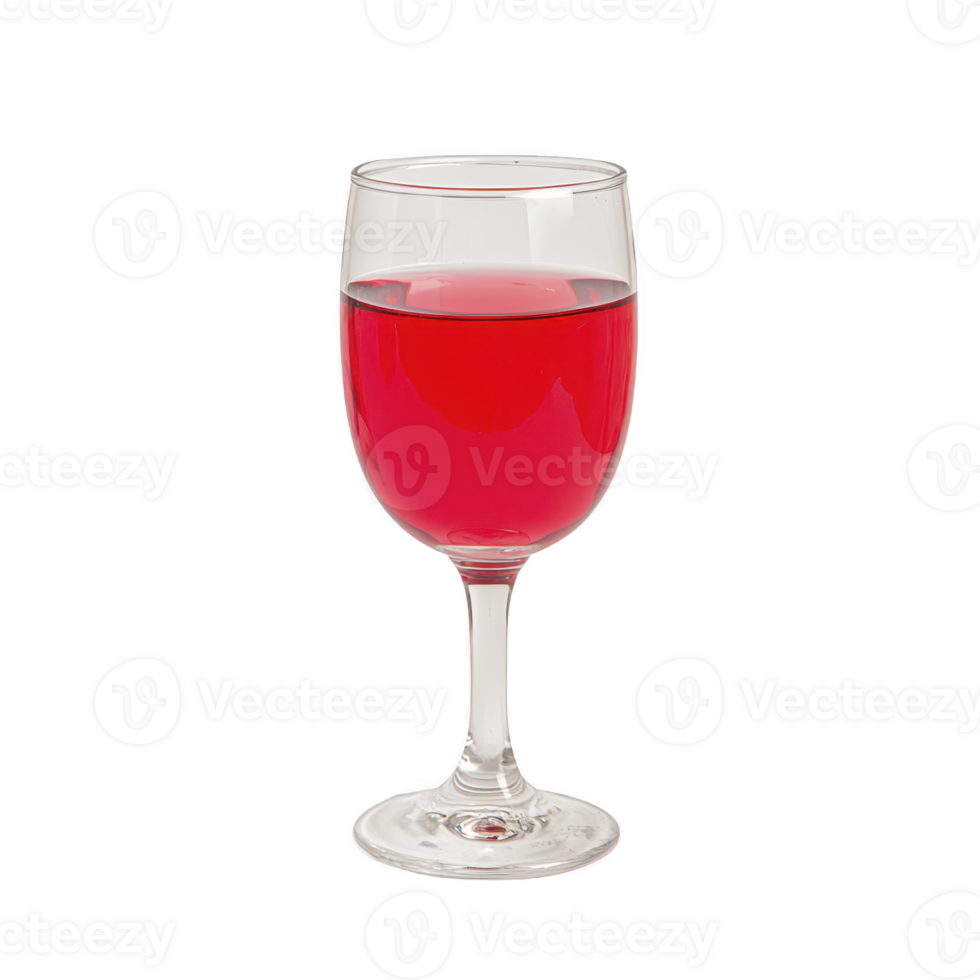glass of vibrant red liquid stands elegantly in clear wine glass, showcasing its rich color and inviting appearance. simplicity of image highlights drink allure png