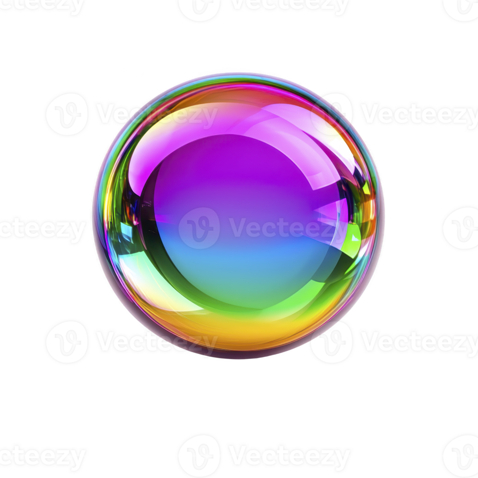 A vibrant, colorful soap bubble with spectrum of colors reflecting light, creating mesmerizing and playful effect. bubble surface shows mix of purple, green, and yellow hues png