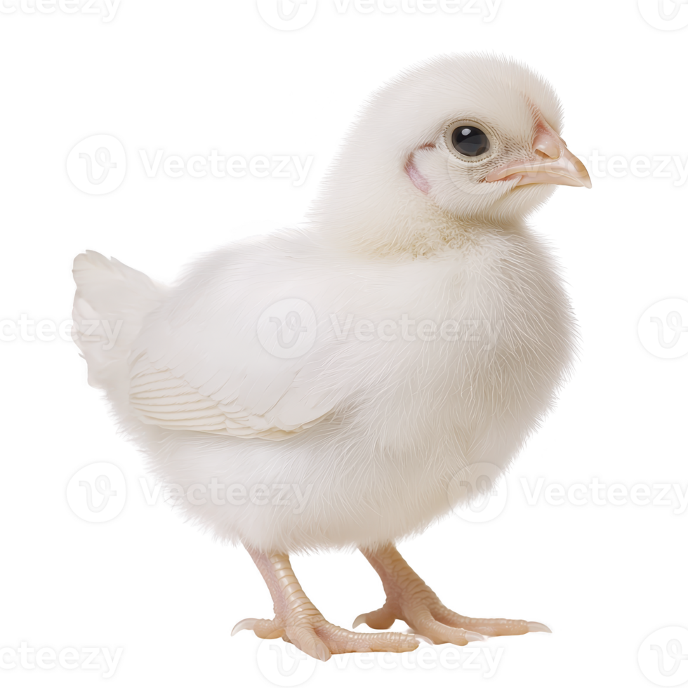 fluffy white chick stands with its small beak and bright eyes, showcasing its soft feathers and tiny feet. chick curious expression adds touch of innocence to its appearance png