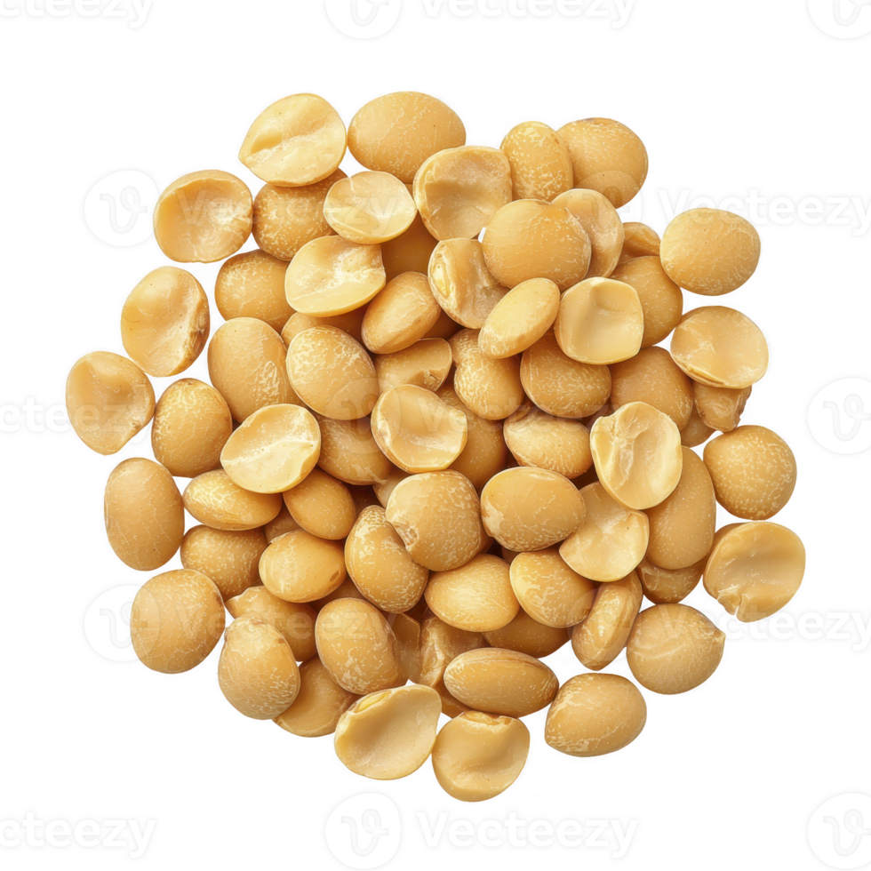 Golden soybeans scattered on transparency background, showcasing their smooth texture and natural color. These legumes are rich in protein and commonly used in various culinary applications png