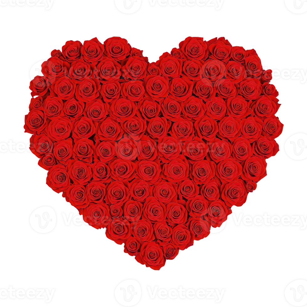 heart shaped arrangement of vibrant red roses symbolizes love and romance, perfect for expressing affection on special occasions like Valentine Day or anniversaries png