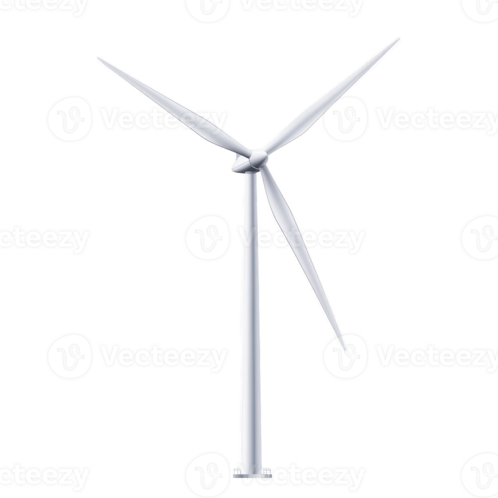 tall, sleek wind turbine stands against clear sky, its three blades poised to harness renewable energy efficiently. modern design emphasizes sustainability and clean power generation png
