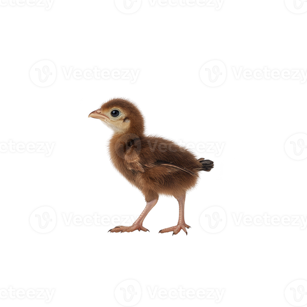 fluffy brown chick stands on transparency background, showcasing its delicate features and tiny legs. chick soft feathers and curious expression evoke sense of innocence and new beginnings png