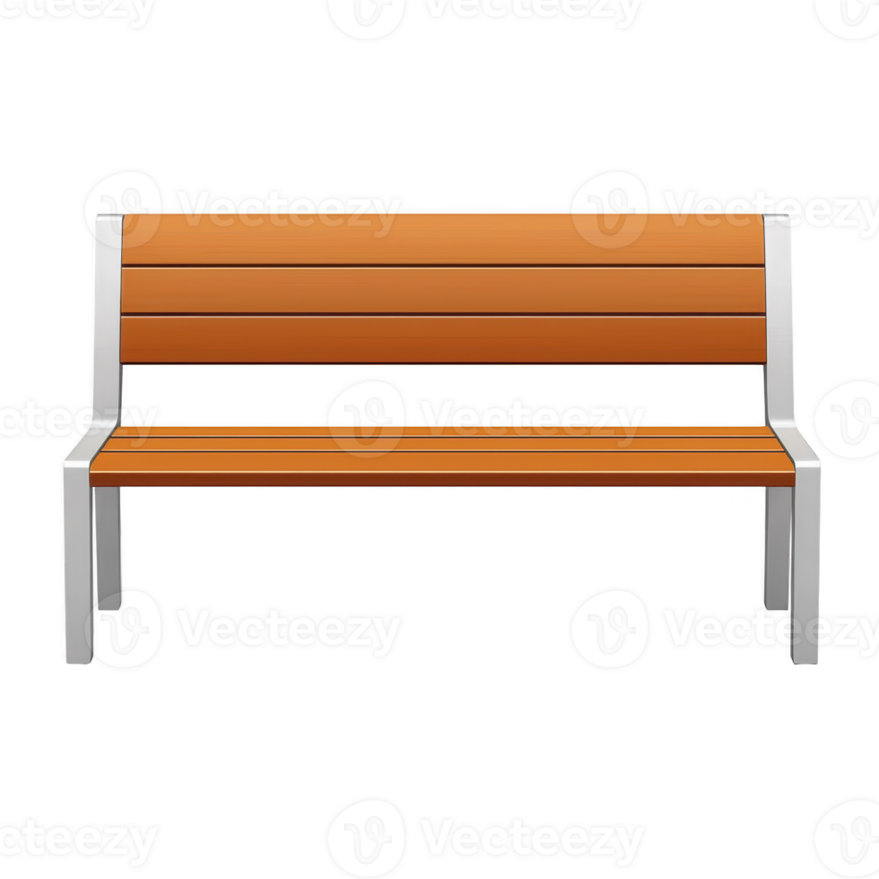 modern outdoor bench with sleek metal frame and wooden slats, perfect for urban parks or gardens. design is minimalist and functional, offering comfortable seating png