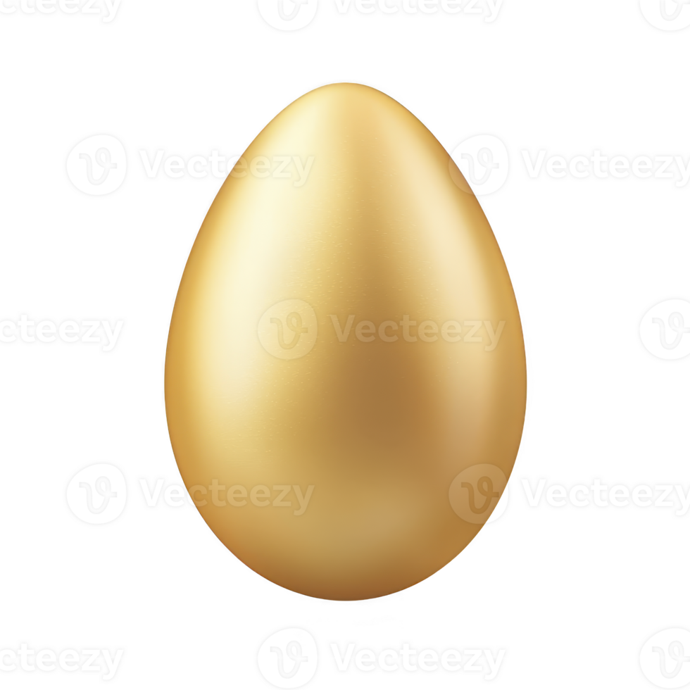 shiny golden egg stands out against plain background, symbolizing wealth and prosperity. Its smooth surface and metallic sheen create luxurious and elegant appearance png