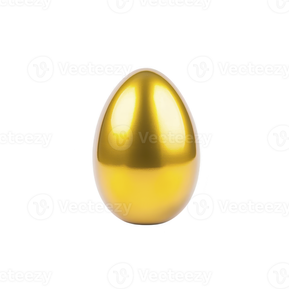 shiny golden egg stands out against plain background, symbolizing wealth and prosperity. smooth, reflective surface adds touch of luxury and elegance to image png