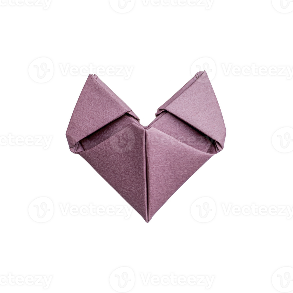 pink origami heart with intricate folds and smooth texture, symbolizing love and creativity. delicate craftsmanship highlights art of paper folding, evoking sense of warmth png