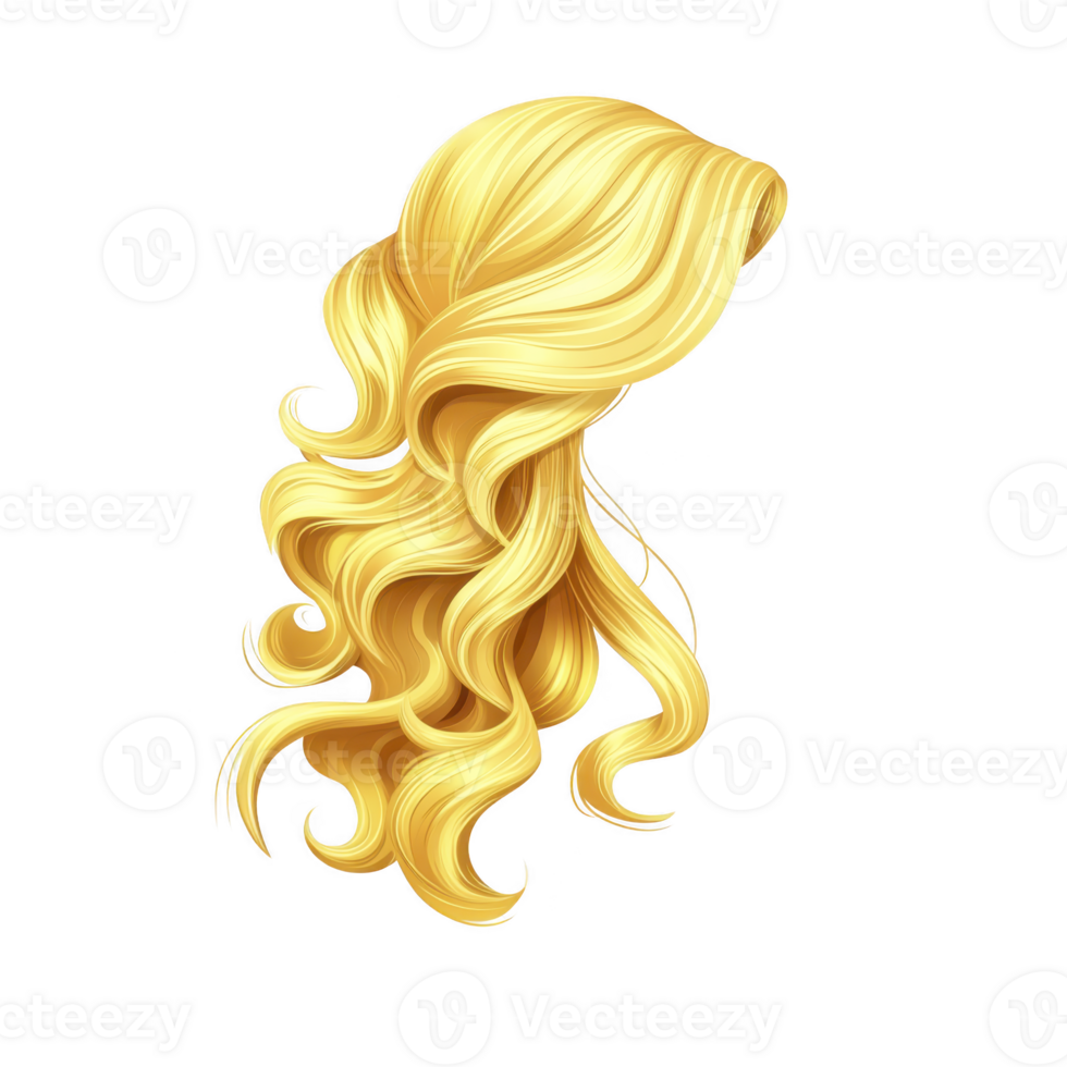 flowing, wavy blonde hairstyle with voluminous curls, exuding elegance and style. golden locks cascade beautifully, creating luxurious and glamorous look png
