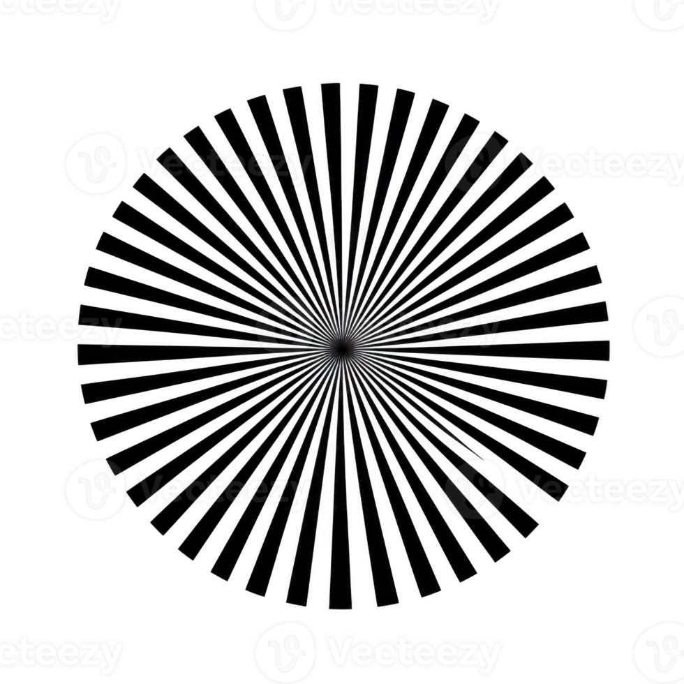 circular geometric pattern with radiating lines creates hypnotic visual effect. symmetrical design features evenly spaced lines extending from center, forming sunburst shape png