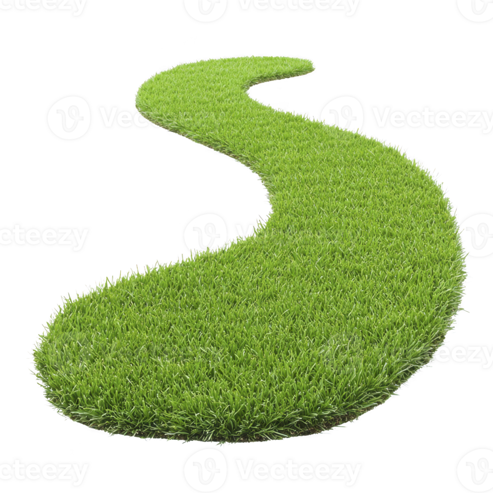 winding path of lush green grass creates serene and natural landscape element, perfect for garden design or outdoor spaces. vibrant color and smooth curves evoke sense of tranquility png