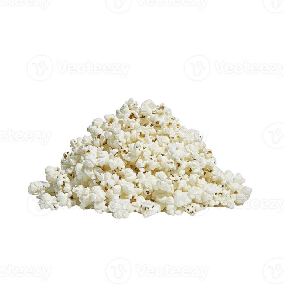 pile of fluffy, white popcorn isolated on transparency background, showcasing its texture and inviting appearance. Perfect for movie nights or snacking png