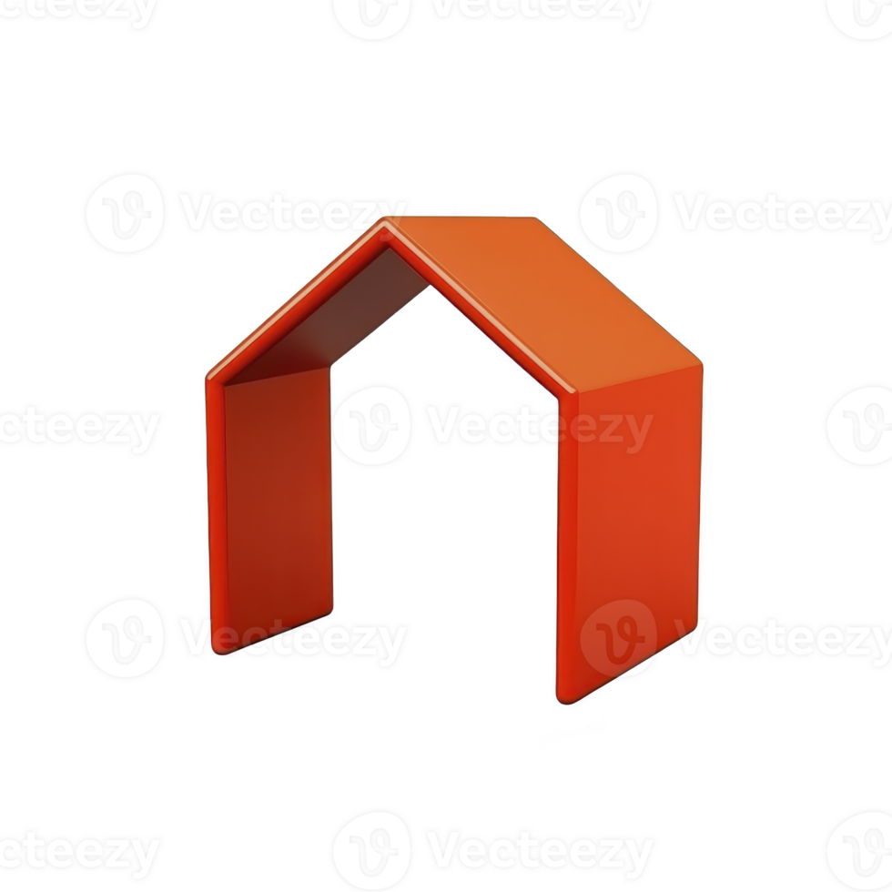 modern, minimalist orange house shaped structure with sleek design, featuring clean lines and vibrant color. geometric form evokes sense of simplicity and contemporary style png