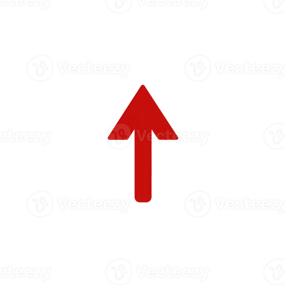 bold red arrow pointing upwards on transparency background, symbolizing direction or movement. simplicity and contrast make it striking visual element png
