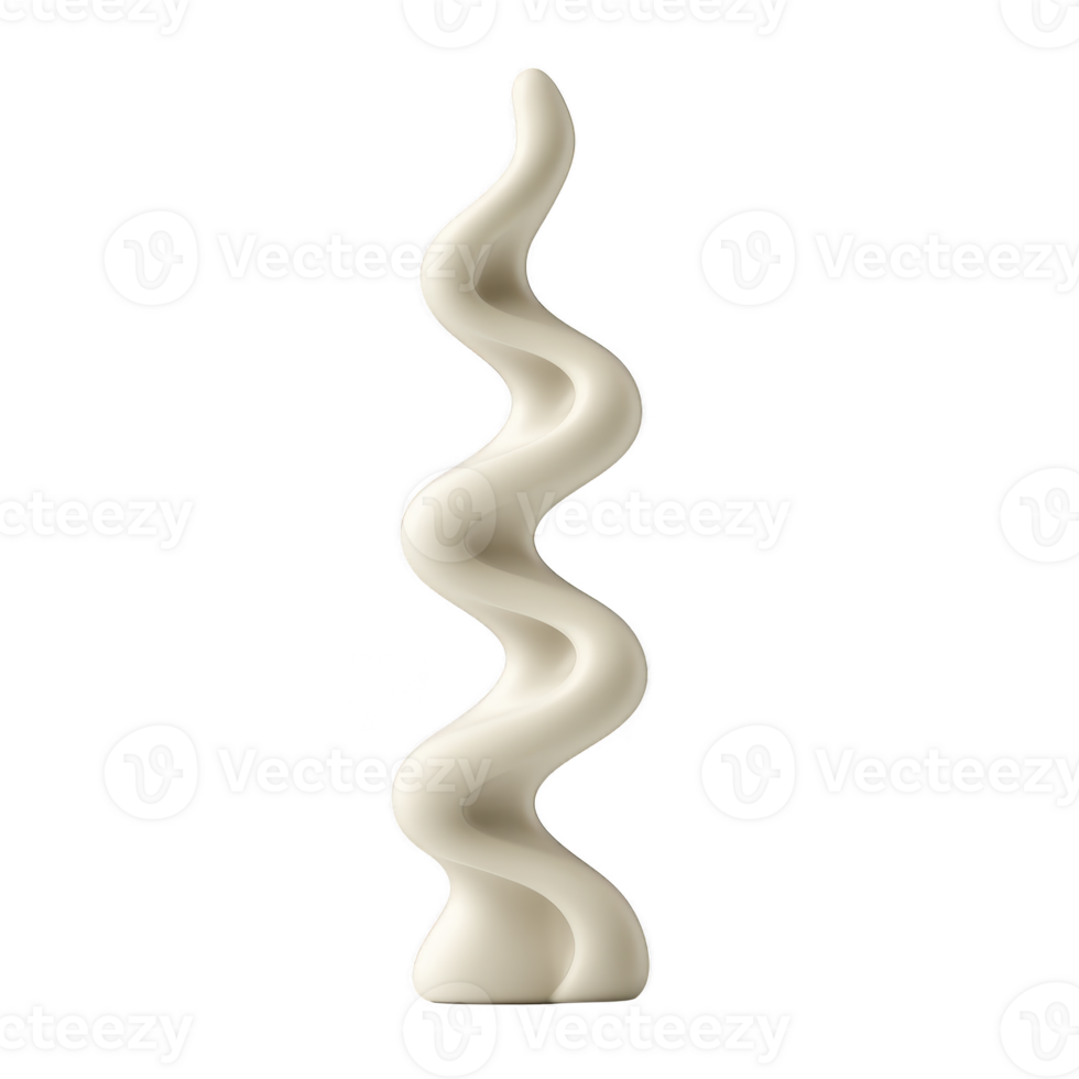 tall, abstract, wavy sculpture with smooth, cream colored surface stands elegantly against plain background, showcasing modern artistic design png