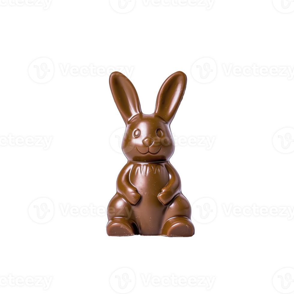 cute chocolate bunny with smooth texture and playful expression, perfect for Easter celebrations or as sweet treat. bunny is crafted with attention to detail, showcasing its charming features png
