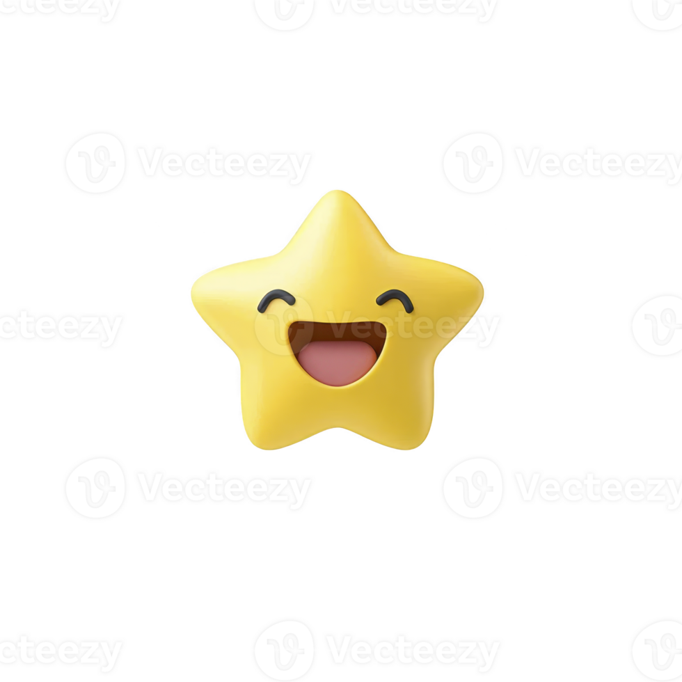 cheerful yellow star emoji with smiling face, conveying happiness and positivity. star has simple design, with bright color and expressive features, making it ideal for conveying joy digital png